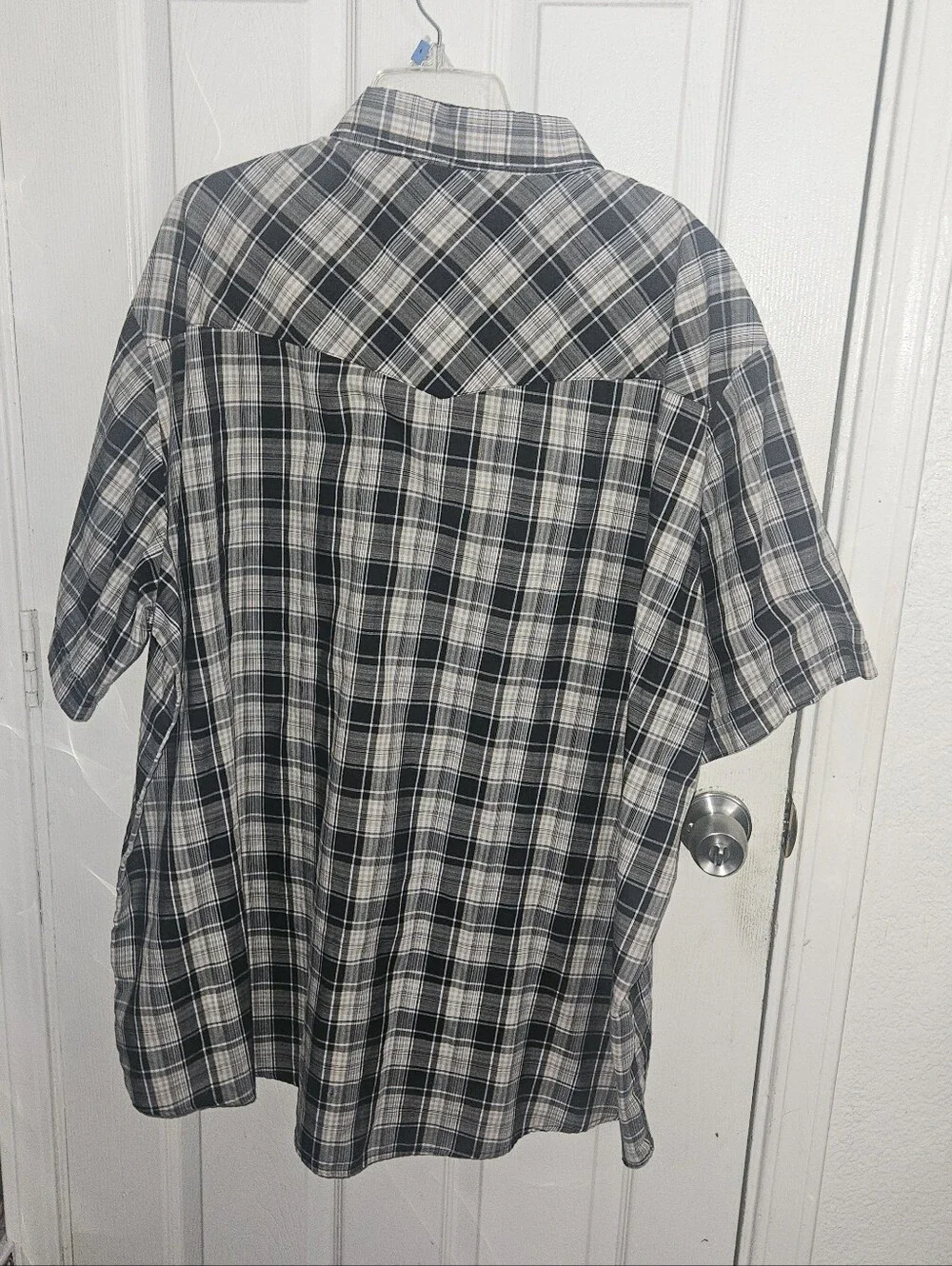 Ely Cattleman Shirt Mens 4XL Plaid Short Sleeve Pearl Snap Button Up Vintage
